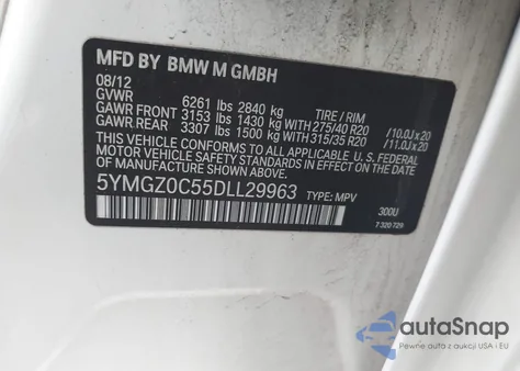 2013 BMW X6 M z USA, uszkodzony, nr VIN 5YMGZ0C55DLL29963